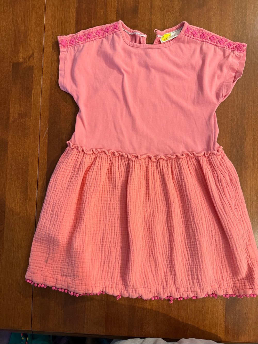 Boden Pink Coral Girls Top with Yellow Accent
